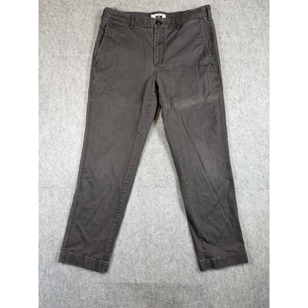 J.Crew Mens Straight Leg Chino Pants 33x28 Dark Gray Cotton Blend Classic